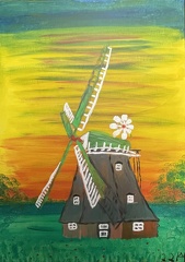 Windmühle im Abendrot