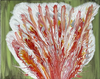 Abstrakt, Blüten in rot &amp; weiß