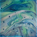 Acryl Pouring in blau-grün und silber
